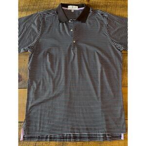 Mens Fairway and Greene Mercerized Cotton Brown Striped‎ Golf Polo Size XL